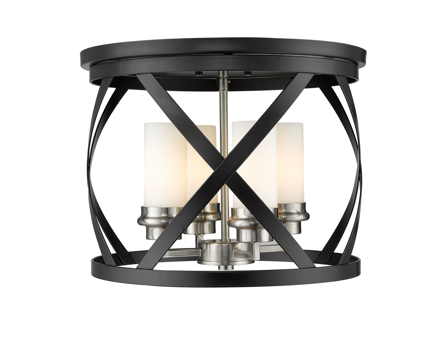 Z-Lite - 481F16-MB-BN - Four Light Flush Mount - Malcalester - Matte Black / Brushed Nickel