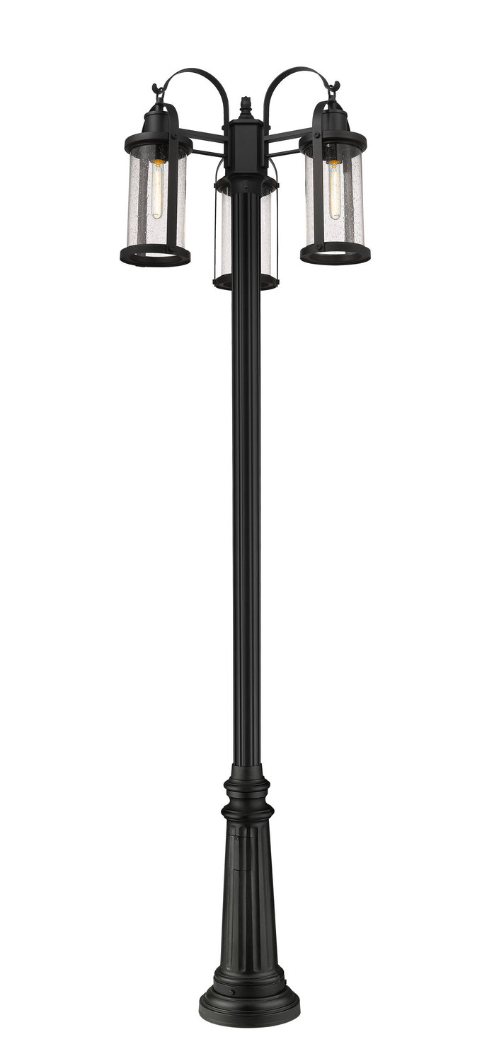 Z-Lite - 569MP3-511P-BK - Three Light Outdoor Post Mounted Fixture - Roundhouse - Black