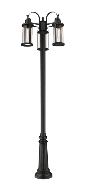 Z-Lite - 569MP3-511P-BK - Three Light Outdoor Post Mounted Fixture - Roundhouse - Black