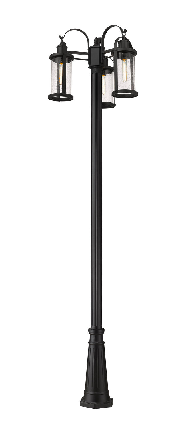 Z-Lite - 569MP3-519P-BK - Three Light Outdoor Post Mounted Fixture - Roundhouse - Black