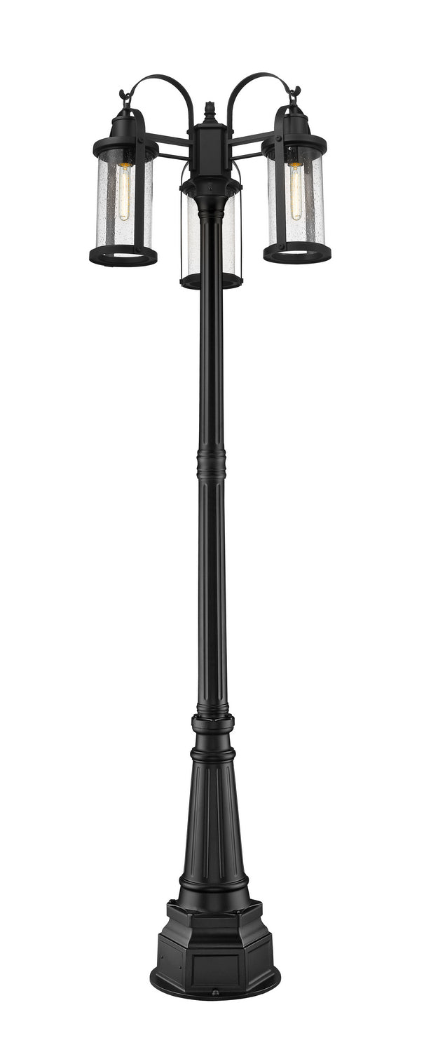 Z-Lite - 569MP3-564P-BK - Three Light Outdoor Post Mount - Roundhouse - Black