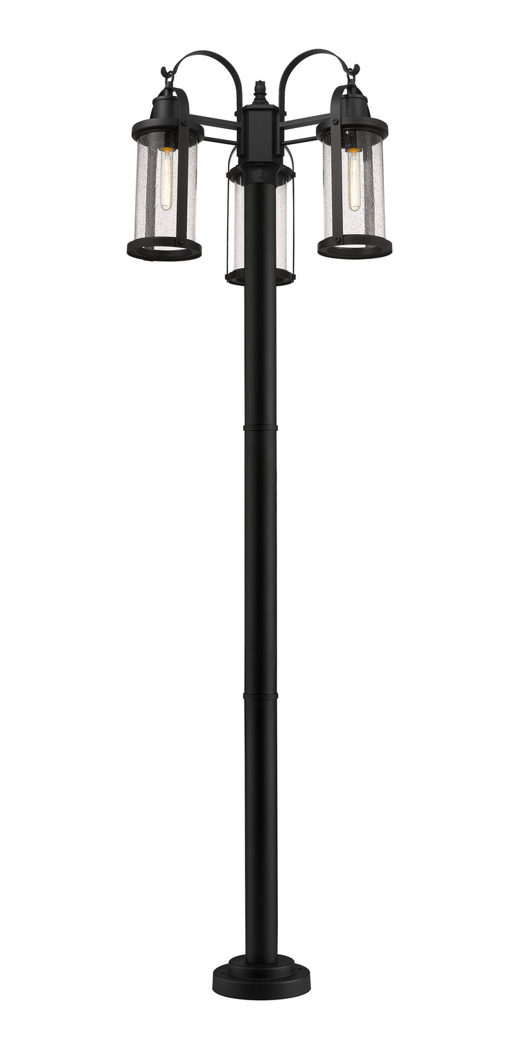 Z-Lite - 569MP3-567P-BK - Three Light Outdoor Post Mounted Fixture - Roundhouse - Black