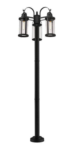 Z-Lite - 569MP3-567P-BK - Three Light Outdoor Post Mounted Fixture - Roundhouse - Black