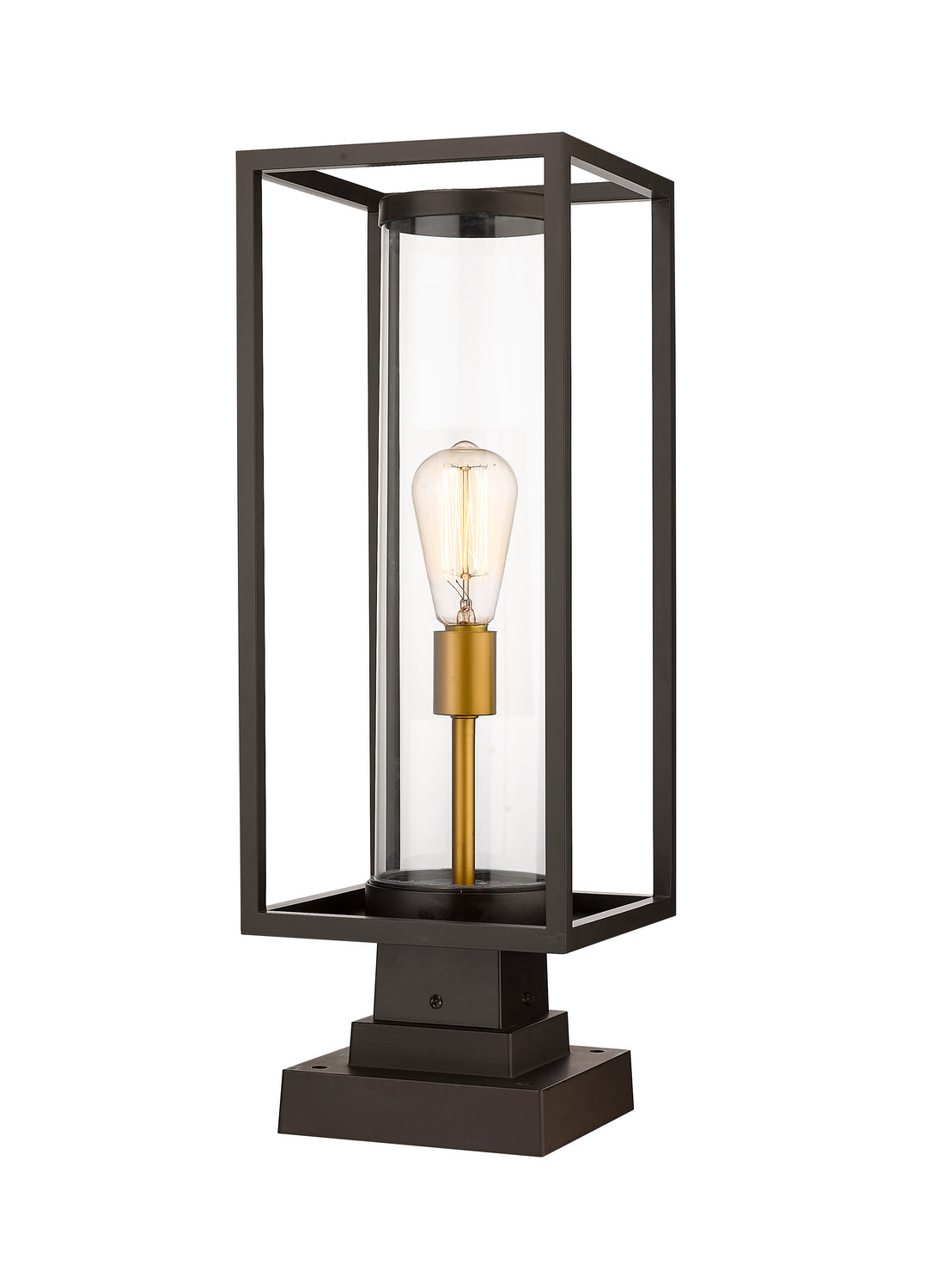 Z-Lite - 584PHMS-SQPM-DBZ - One Light Outdoor Pier Mounted Fixture - Dunbroch - Deep Bronze + Outdoor Brass