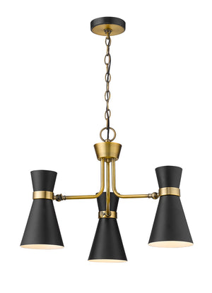 Z-Lite - 728-3MB-HBR - Three Light Chandelier - Soriano - Matte Black / Heritage Brass