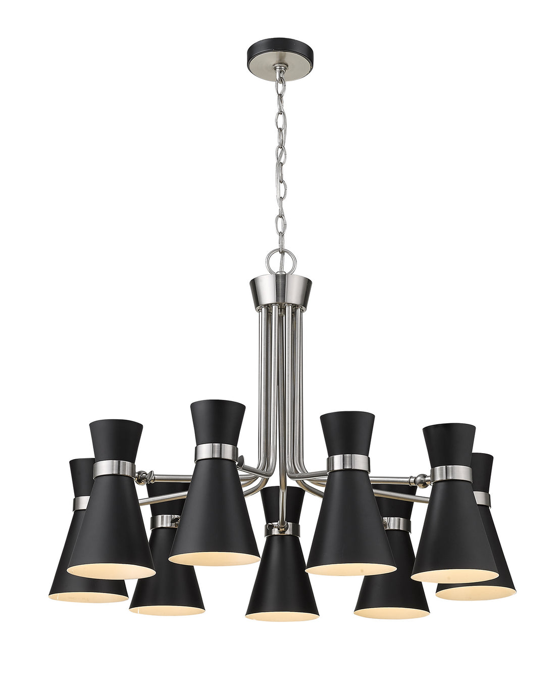 Z-Lite - 728-9MB-BN - Nine Light Chandelier - Soriano - Matte Black + Brushed Nickel