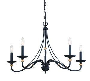 Minka-Lavery - 1044-677 - Five Light Chandelier - Westchester County - Sand Coal w/Skyline Gold Leaf