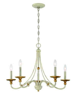 Minka-Lavery - 1044-701 - Five Light Chandelier - Westchester County - Farmhouse White w/Gilded Gold Leaf
