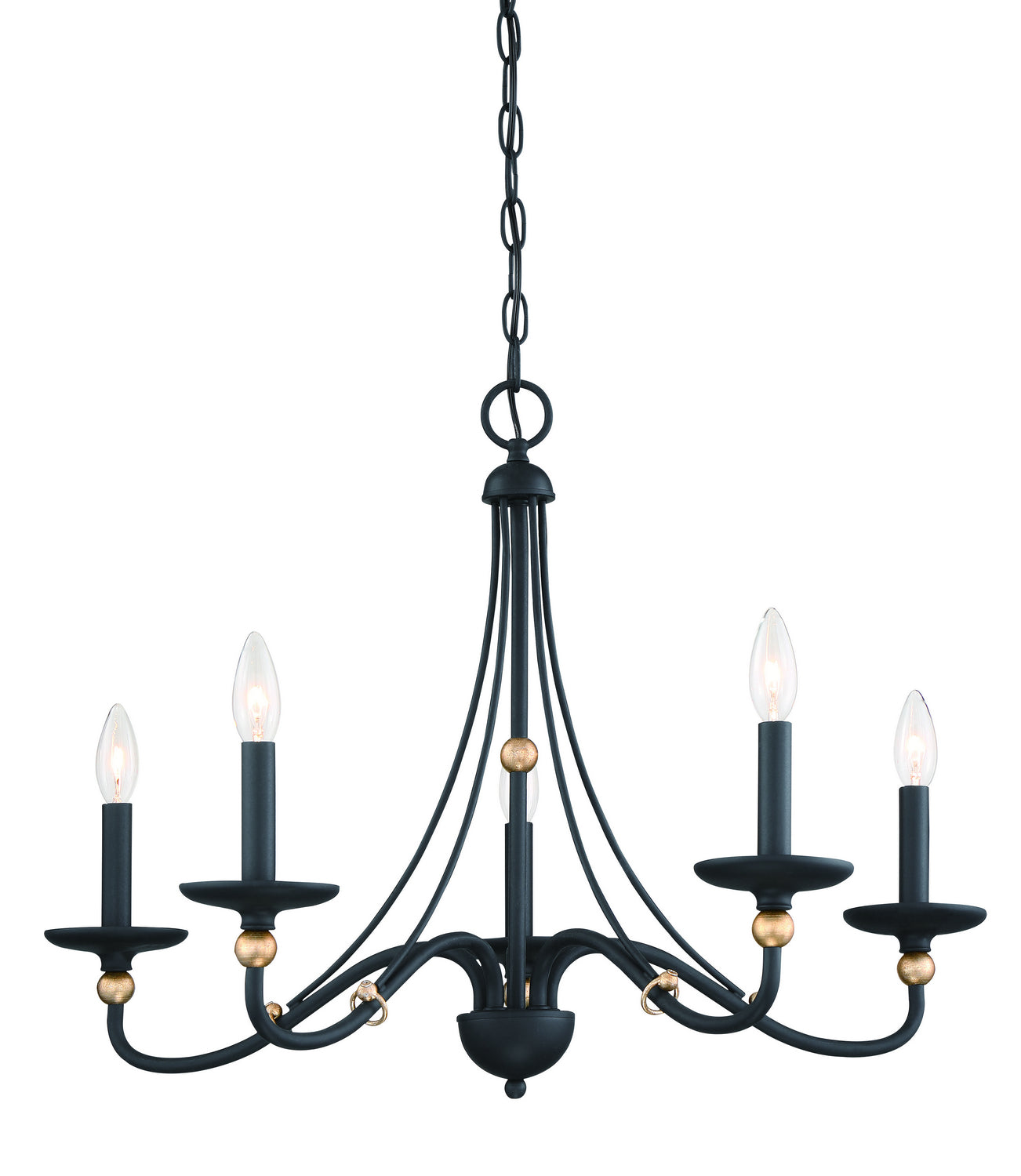 Minka-Lavery - 1045-677 - Five Light Chandelier - Westchester County - Sand Coal w/Skyline Gold Leaf