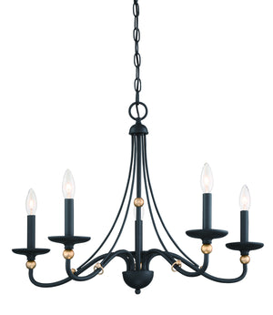 Minka-Lavery - 1045-677 - Five Light Chandelier - Westchester County - Sand Coal w/Skyline Gold Leaf