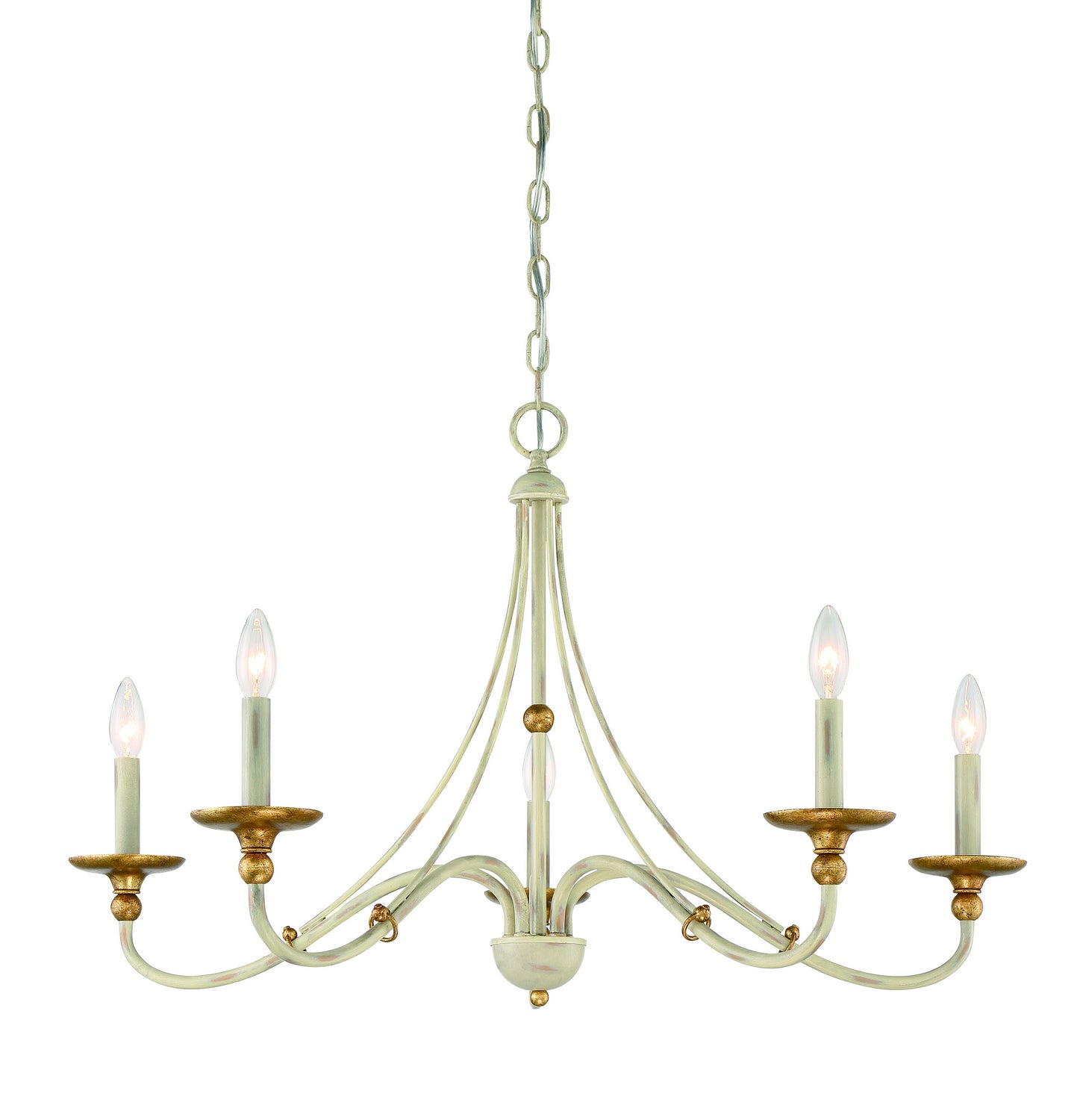 Minka-Lavery - 1045-701 - Five Light Chandelier - Westchester County - Farmhouse White w/Gilded Gold Leaf