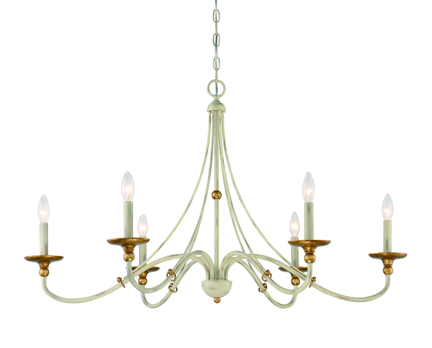 Minka-Lavery - 1046-701 - Six Light Chandelier - Westchester County - Farmhouse White w/Gilded Gold Leaf