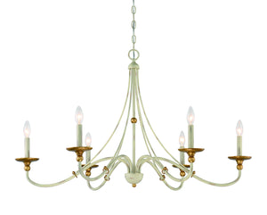 Minka-Lavery - 1046-701 - Six Light Chandelier - Westchester County - Farmhouse White w/Gilded Gold Leaf