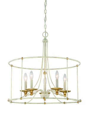 Minka-Lavery - 1047-701 - Five Light Chandelier - Westchester County - Farmhouse White w/Gilded Gold Leaf