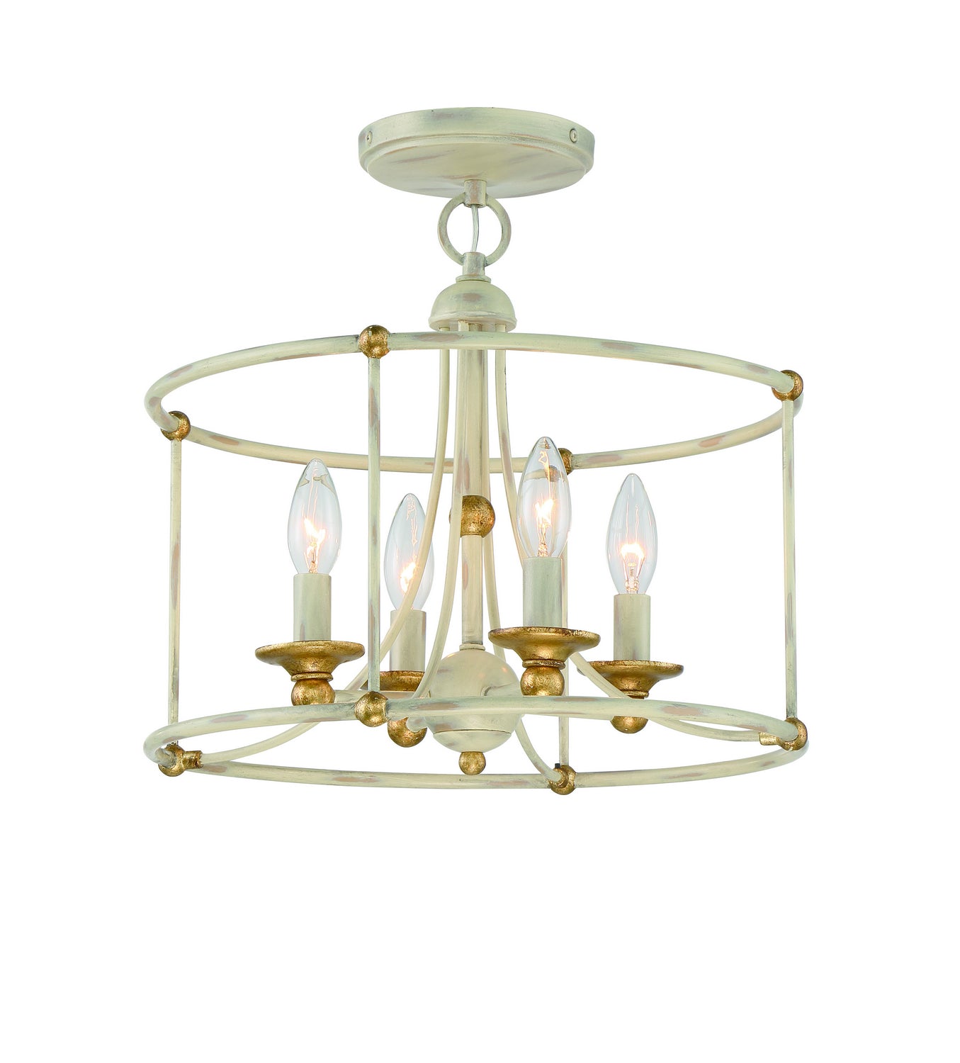 Minka-Lavery - 1049-701 - Four Light Semi Flush Mount - Westchester County - Farmhouse White w/Gilded Gold Leaf