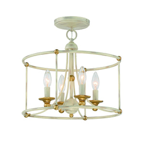 Minka-Lavery - 1049-701 - Four Light Semi Flush Mount - Westchester County - Farmhouse White w/Gilded Gold Leaf