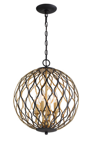Minka-Lavery - 2404-680 - Four Light Pendant - Gilded Glam - Sand Coal w/Painted And Plated Honey Gold