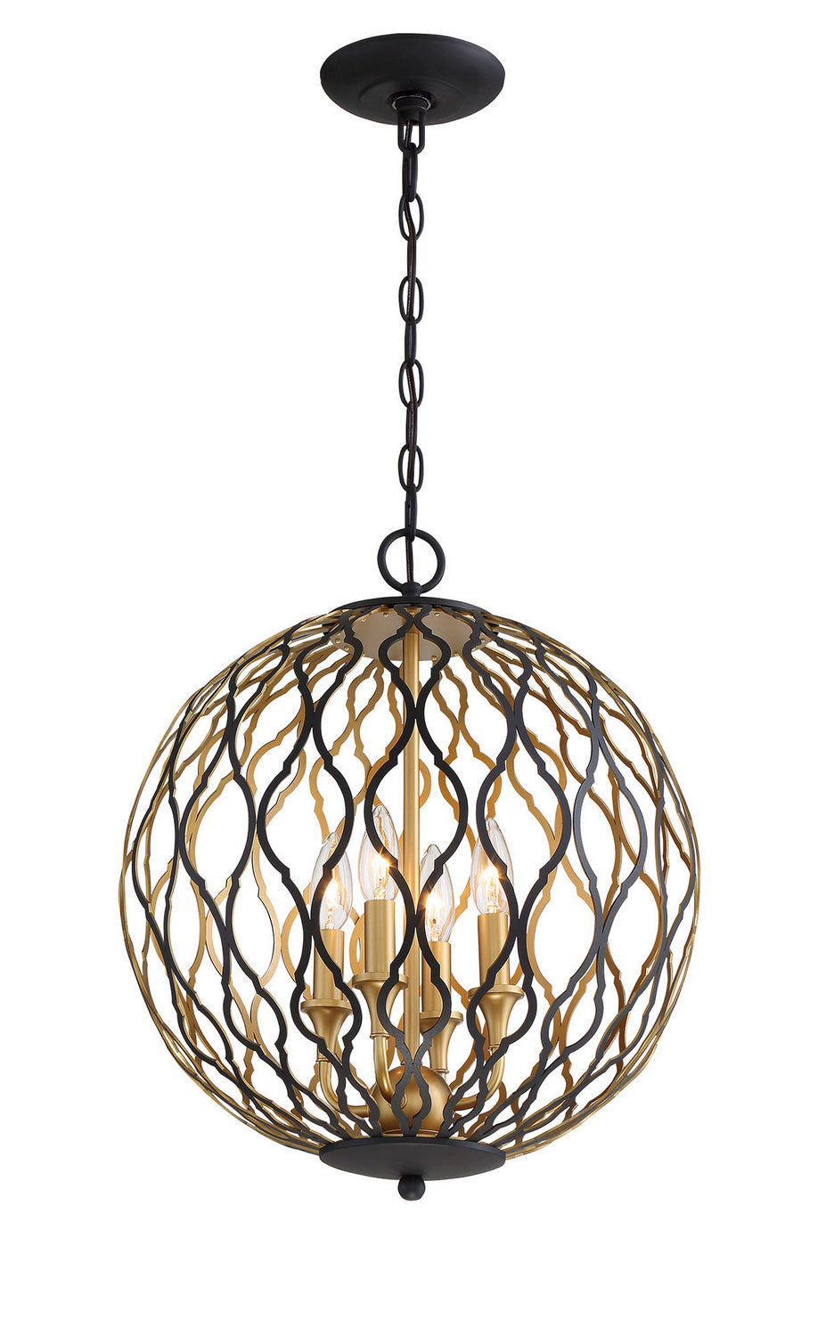 Minka-Lavery - 2404-680 - Four Light Pendant - Gilded Glam - Sand Coal w/Painted And Plated Honey Gold