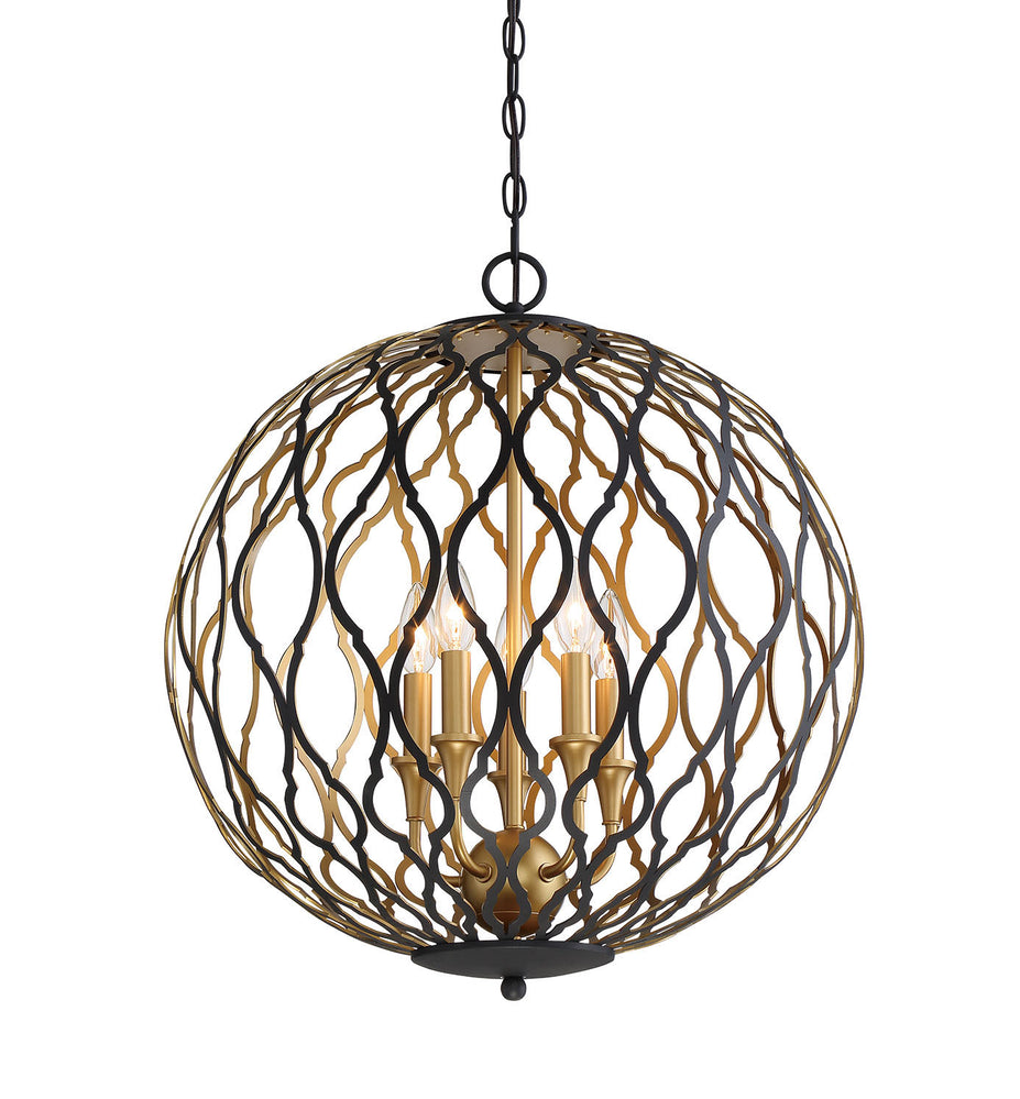 Minka-Lavery - 2405-680 - Five Light Pendant - Gilded Glam - Sand Coal w/Painted And Plated Honey Gold