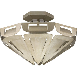 Progress Lighting - P350140-134 - Three Light Semi Flush Mount - Point Dume-Yerba - Silver Ridge