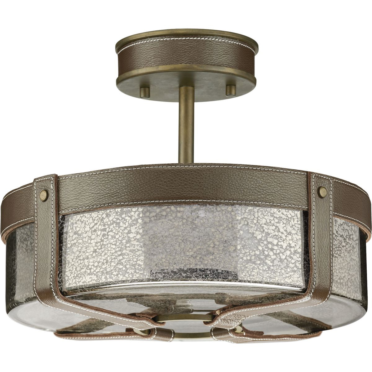 Progress Lighting - P350143-161 - Four Light Semi Flush Mount - Point Dume-Rockdance - Aged Brass