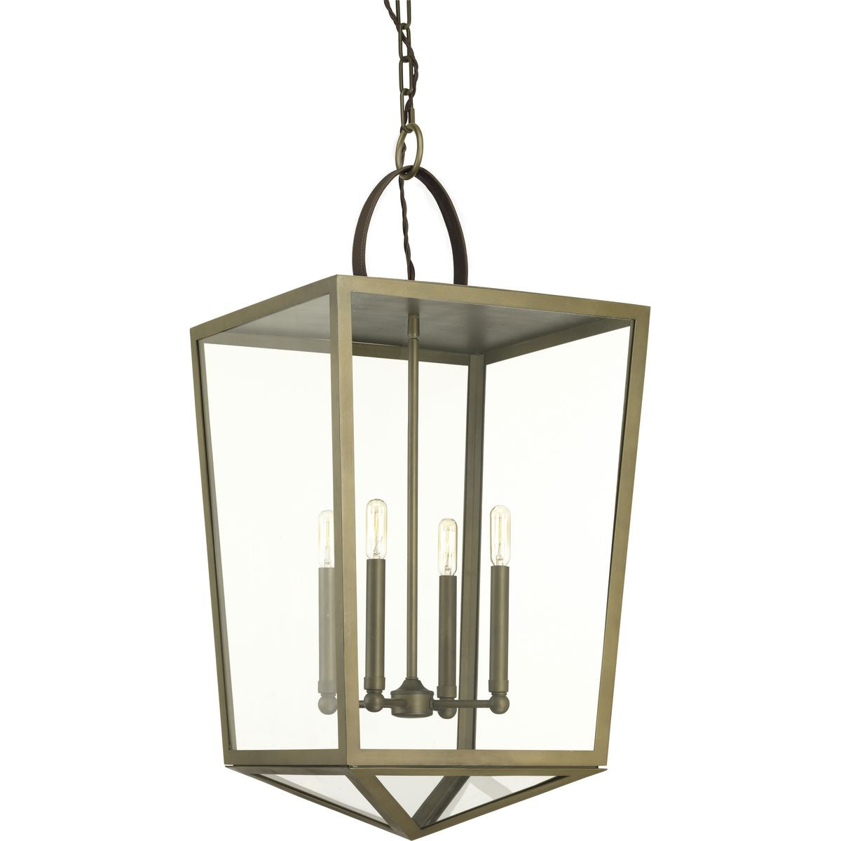 Progress Lighting - P500196-161 - Four Light Foyer Pendant - Point Dume-Shearwater - Aged Brass