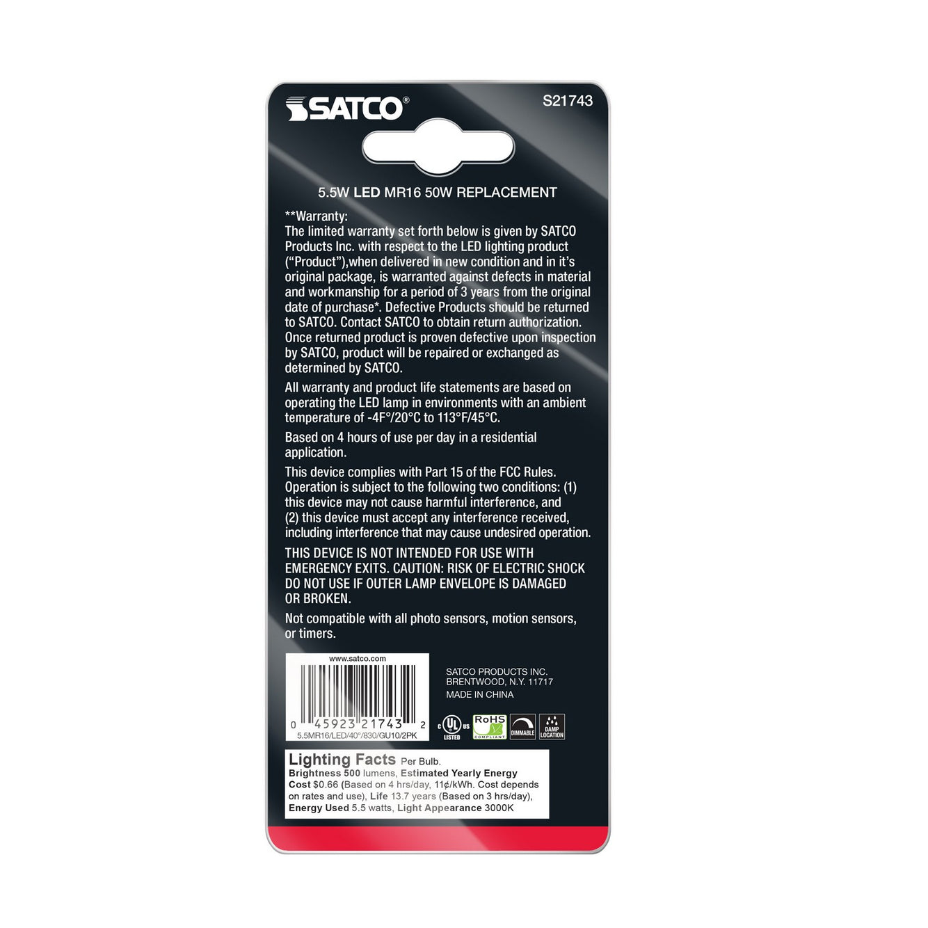 Satco - S21743 - Light Bulb - White