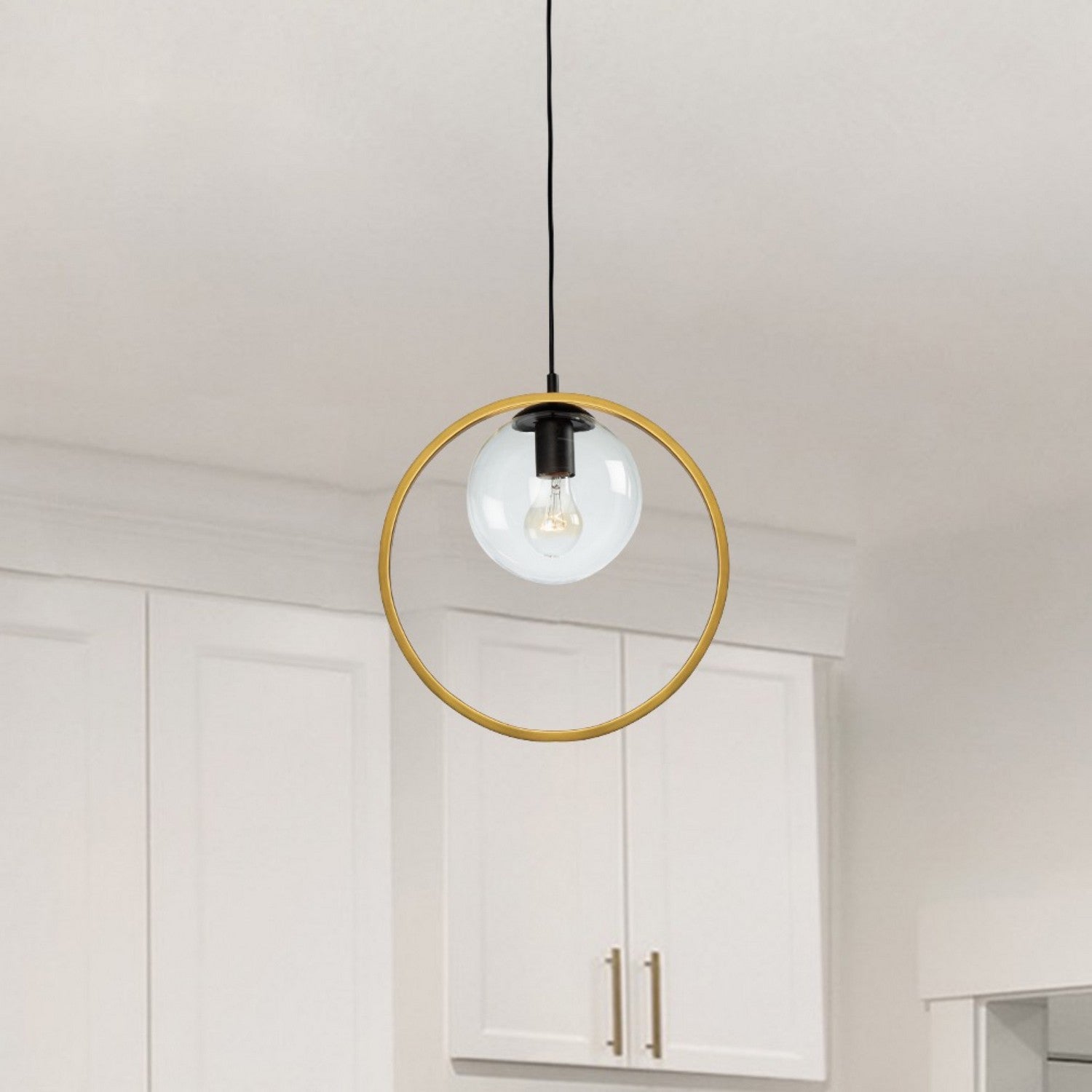 Artcraft - AC10890VB - One Light Pendant - Lugano - Black & Vintage Brass