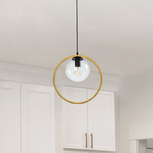 Artcraft - AC10890VB - One Light Pendant - Lugano - Black & Vintage Brass