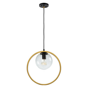 Artcraft - AC10890VB - One Light Pendant - Lugano - Black & Vintage Brass