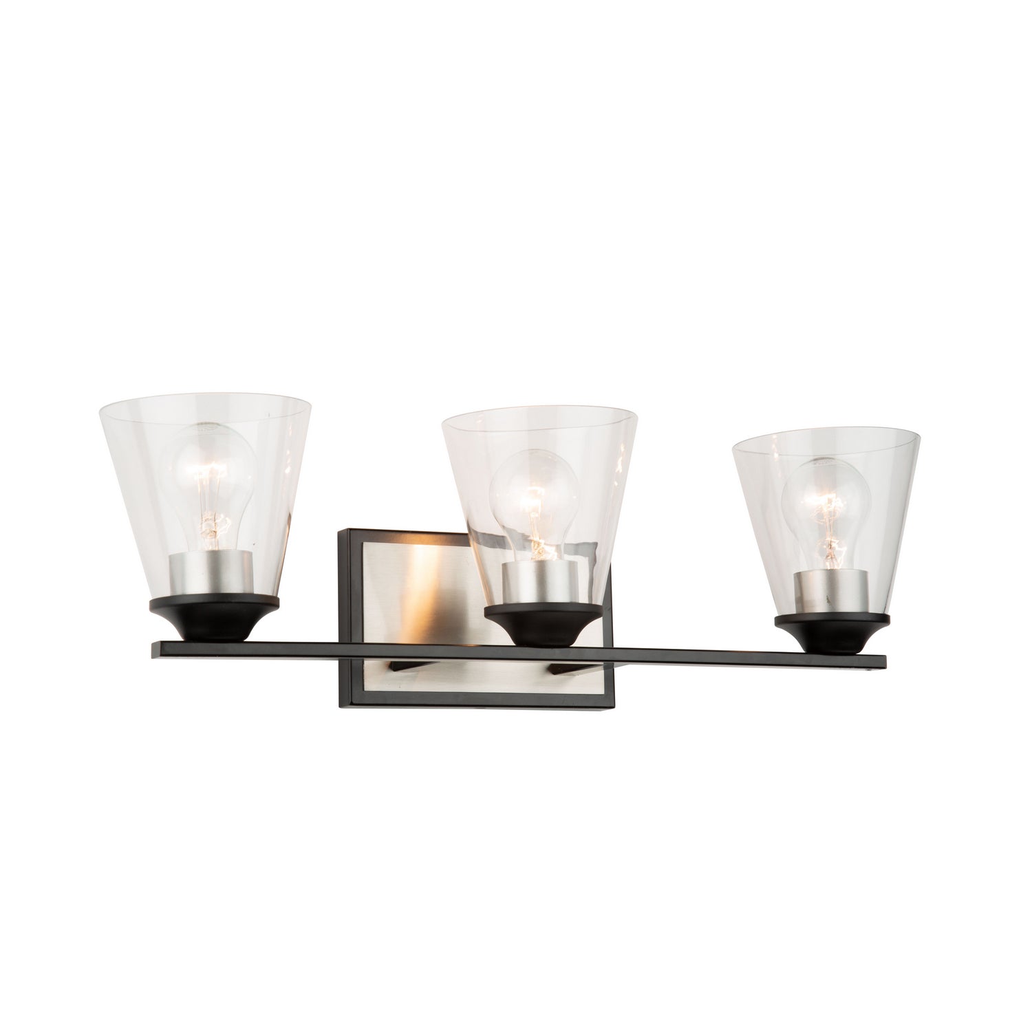 Artcraft - AC11143NB - Three Light Wall Sconce - Wheaton - Black & Brushed Nickel