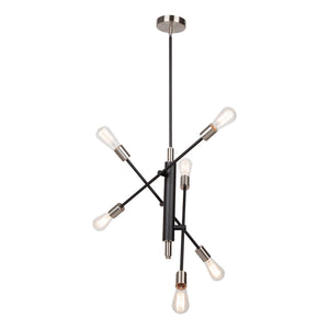 Artcraft - AC11252NB - Six Light Pendant - Truro - Black & Brushed Nickel