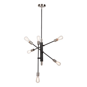 Artcraft - AC11252NB - Six Light Pendant - Truro - Black & Brushed Nickel