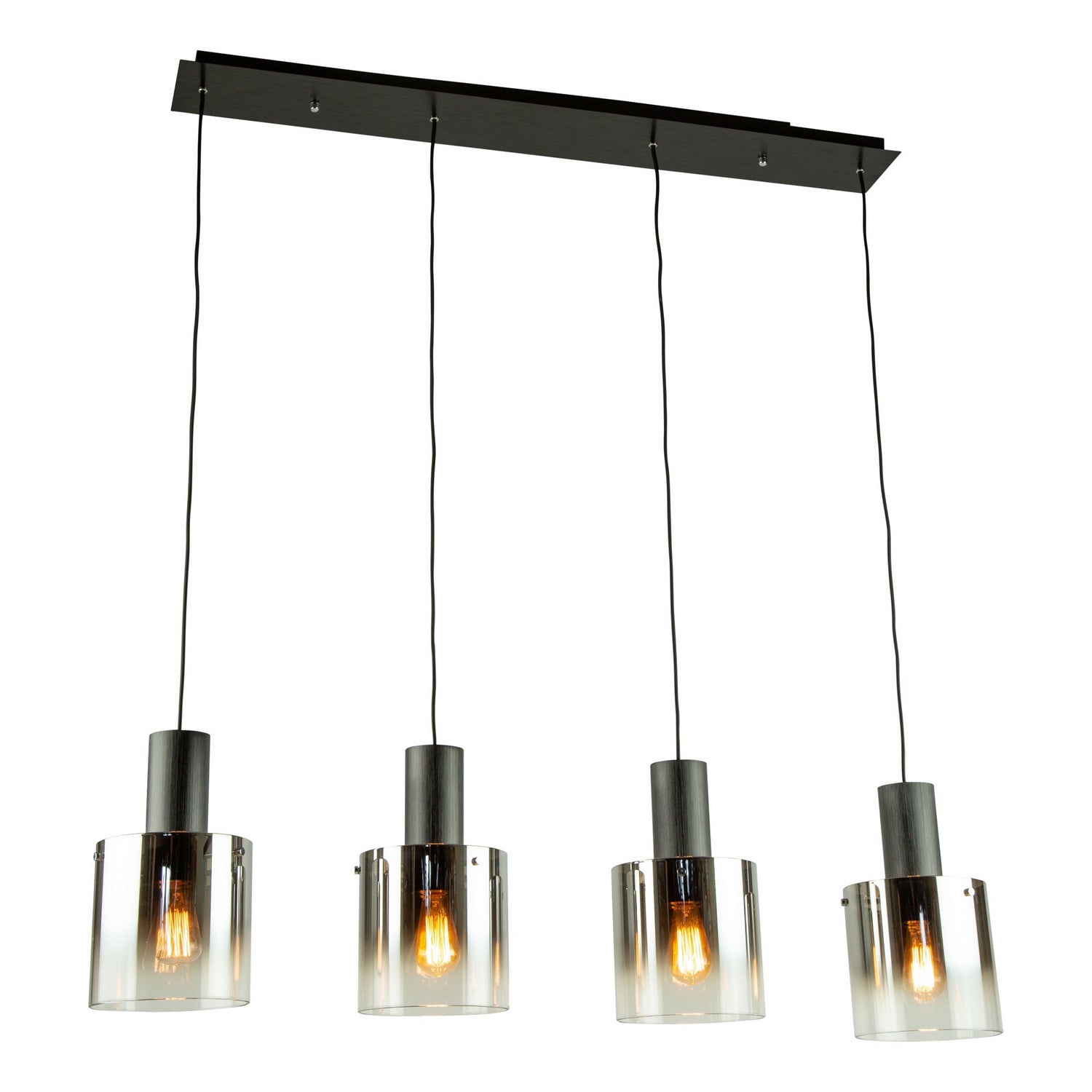 Artcraft - AC11526SM - Four Light Island Pendant - Henley - Satin Black & Smoke Glass