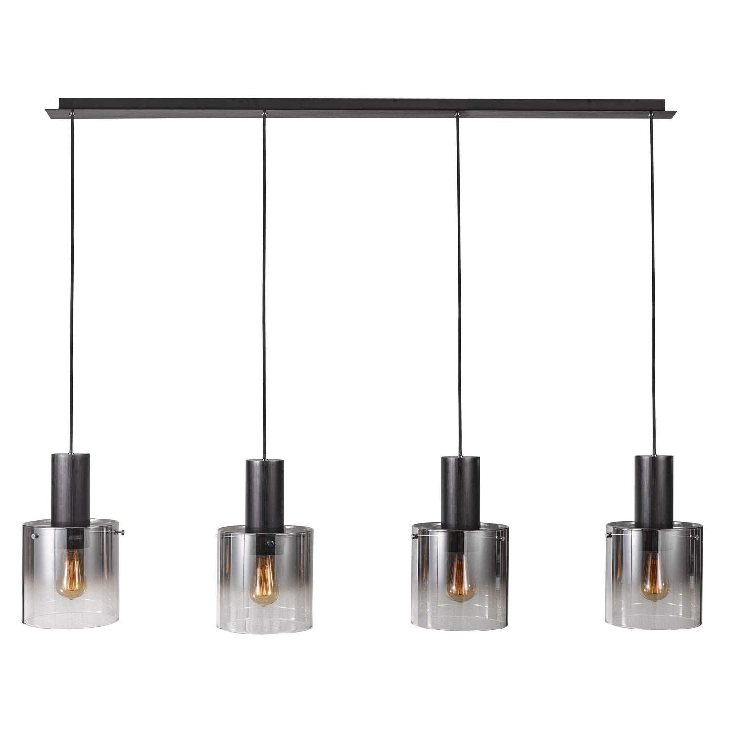 Artcraft - AC11526SM - Four Light Island Pendant - Henley - Satin Black & Smoke Glass