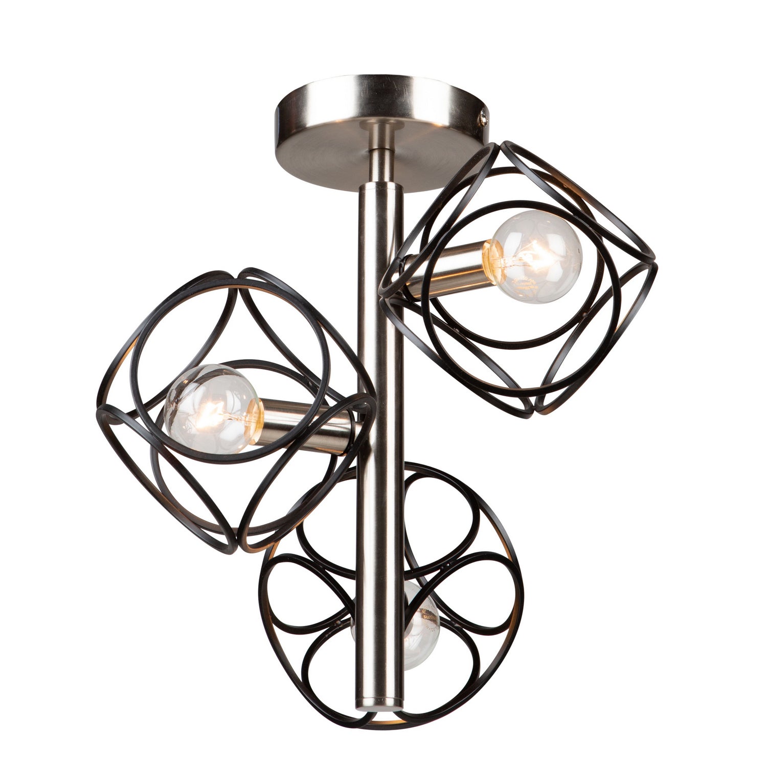 Artcraft - AC11563NB - Three Light Semi Flush Mount - Sorrento - Matte Black & Satin Nickel