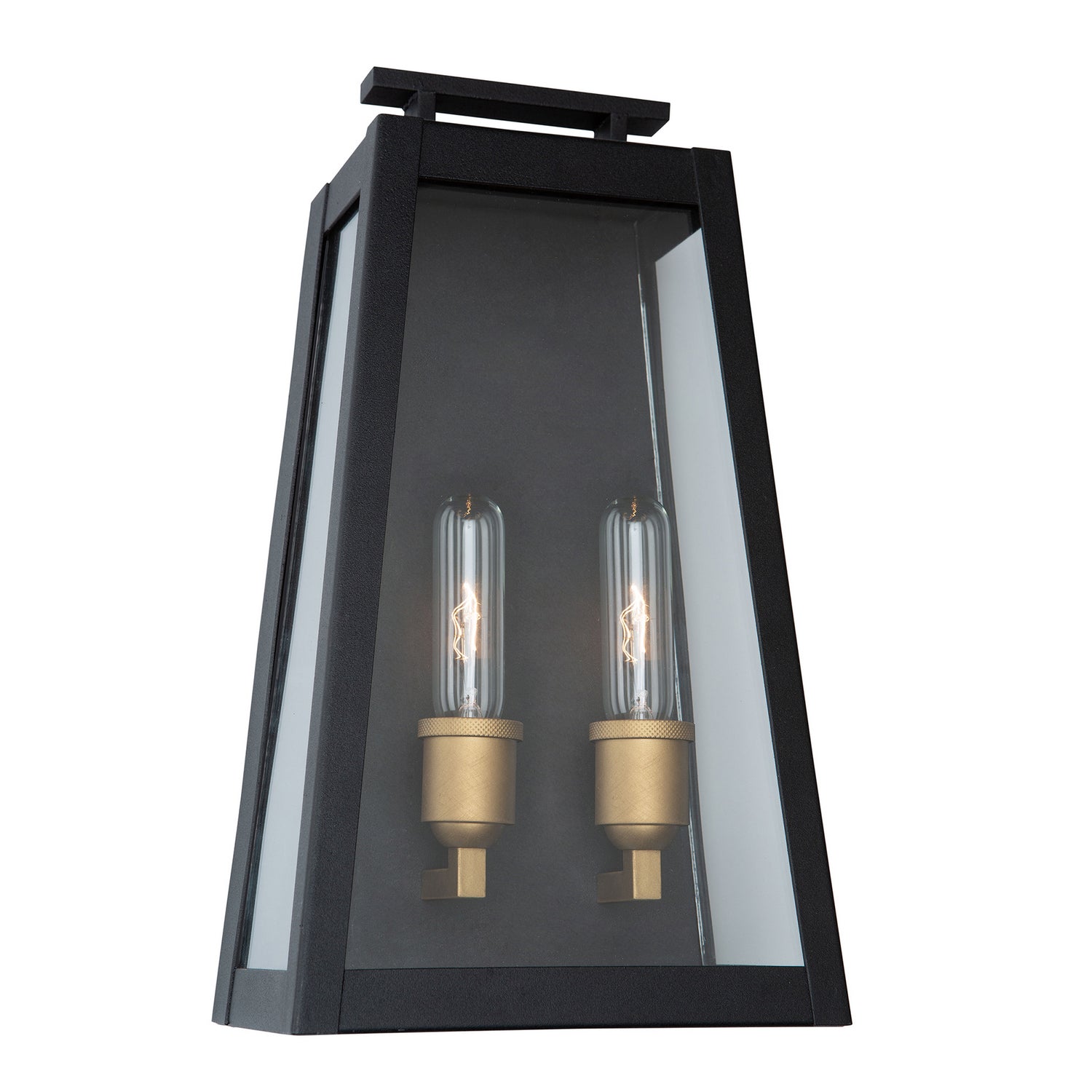 Artcraft - AC8109BK - Two Light Outdoor Wall Mount - Charleston - Black, Vintage Gold