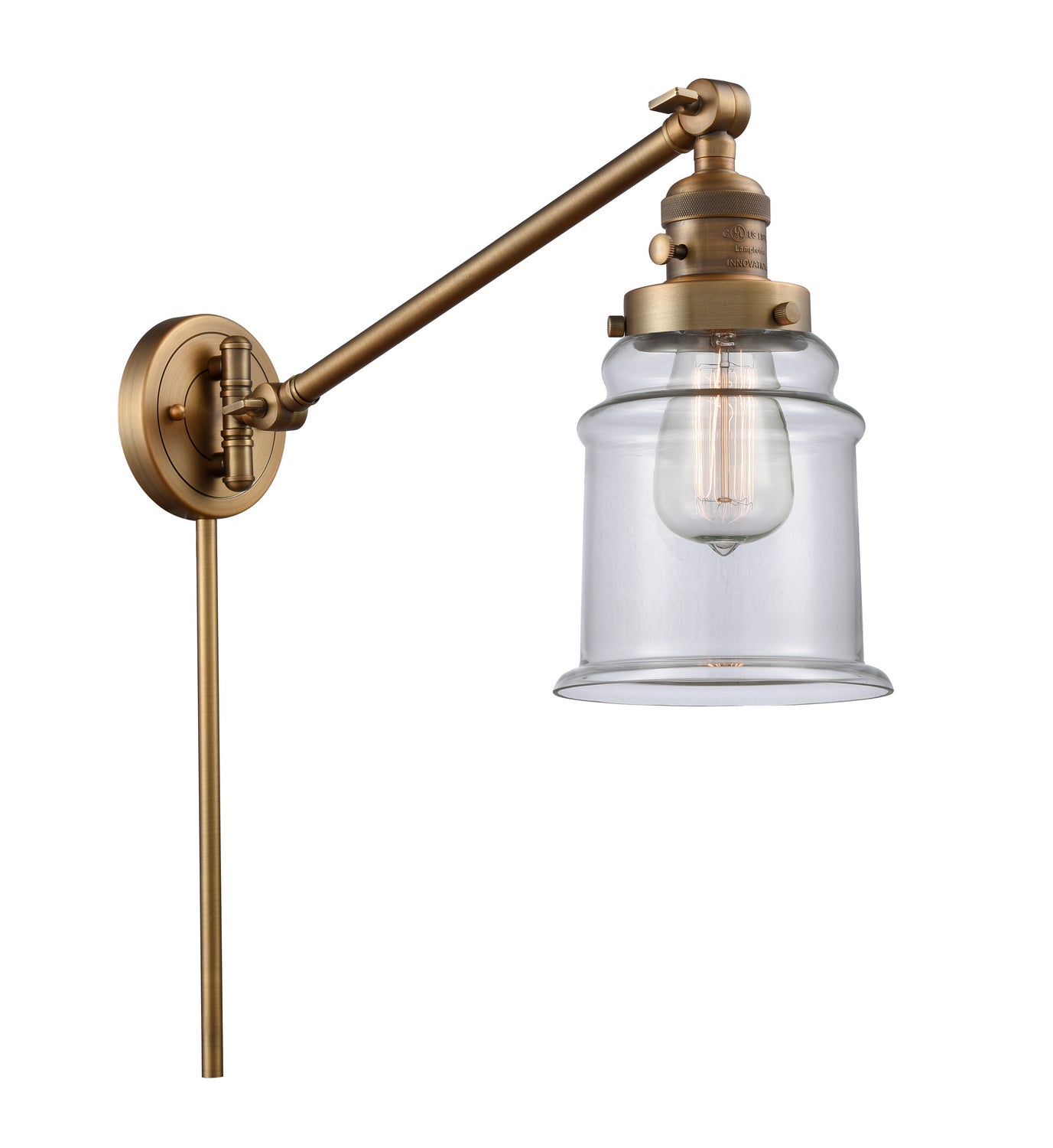 Innovations - 237-BB-G182 - One Light Swing Arm Lamp - Franklin Restoration - Brushed Brass