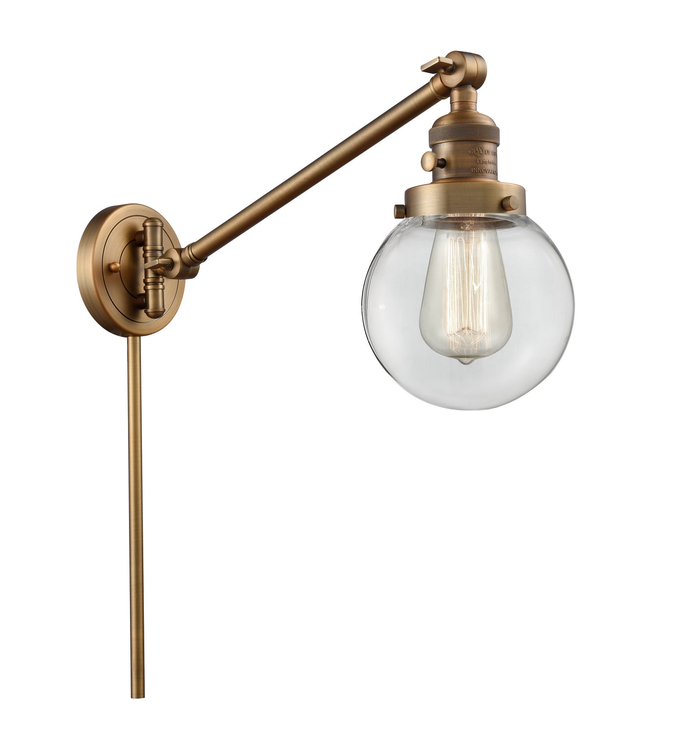 Innovations - 237-BB-G202-6 - One Light Swing Arm Lamp - Franklin Restoration - Brushed Brass