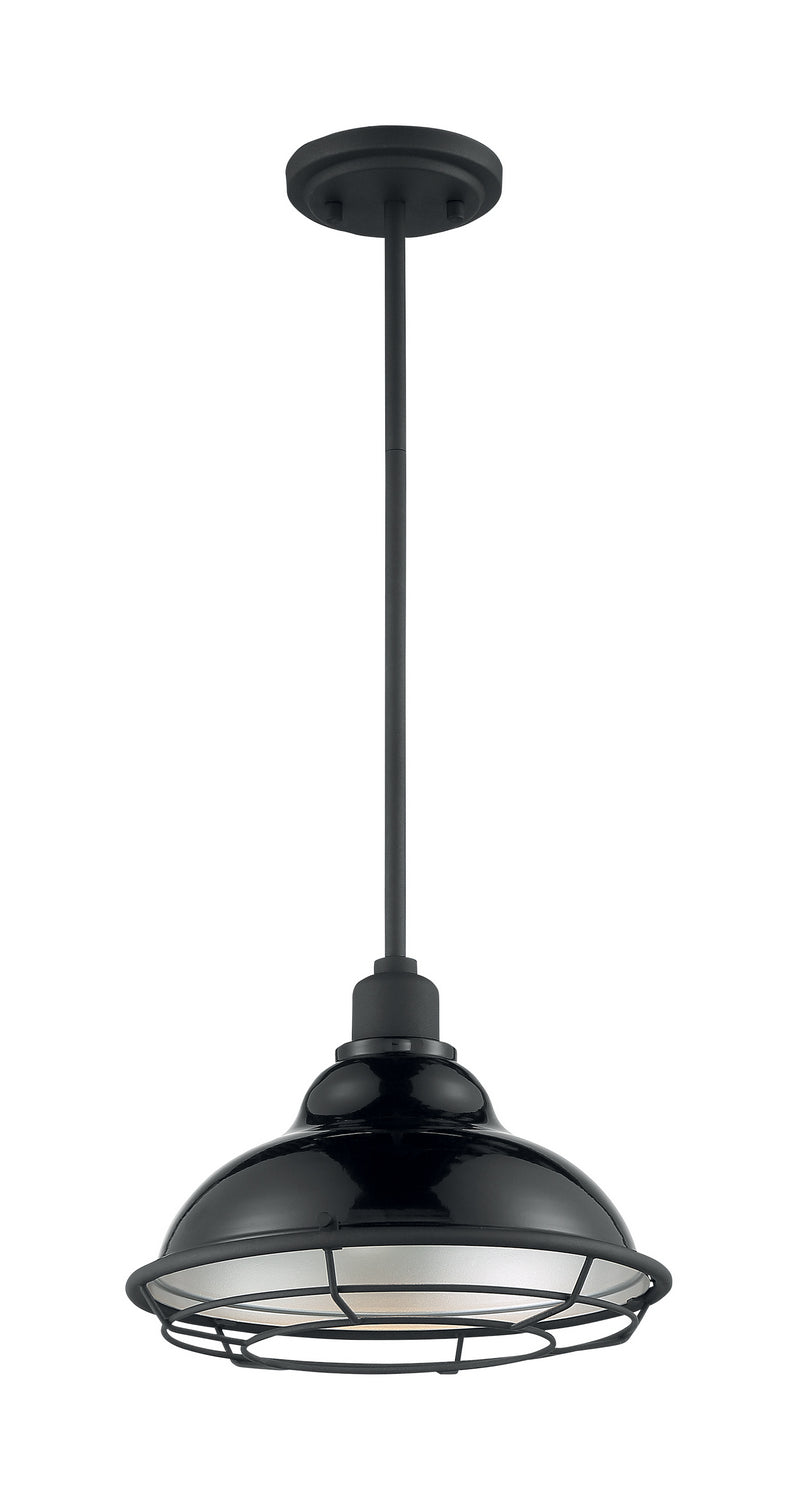 Nuvo Lighting - 60-7004 - One Light Pendant - Newbridge - Gloss Black / Silver