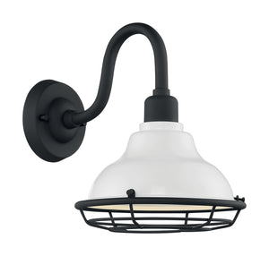 Nuvo Lighting - 60-7021 - One Light Outdoor Wall Mount - Newbridge - Gloss White / Textured Black