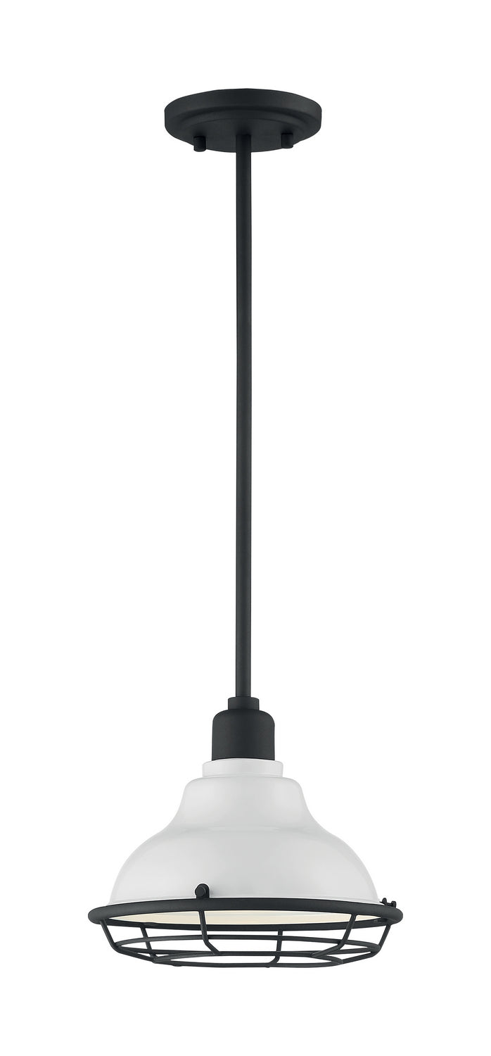 Nuvo Lighting - 60-7023 - One Light Pendant - Newbridge - Gloss White / Black Accents