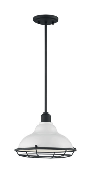 Nuvo Lighting - 60-7024 - One Light Pendant - Newbridge - Gloss White / Black Accents