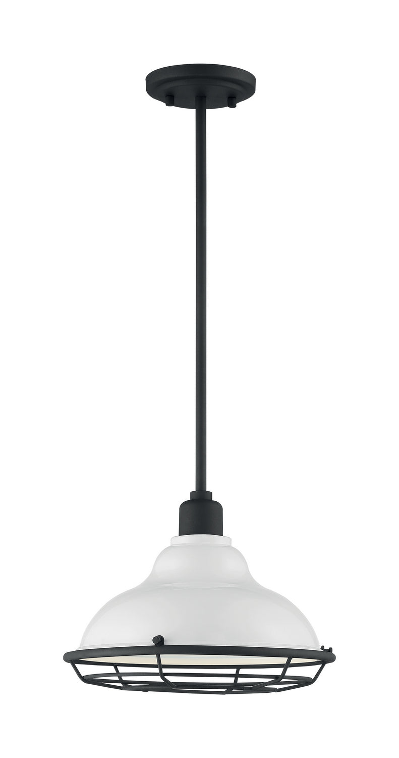 Nuvo Lighting - 60-7024 - One Light Pendant - Newbridge - Gloss White / Black Accents