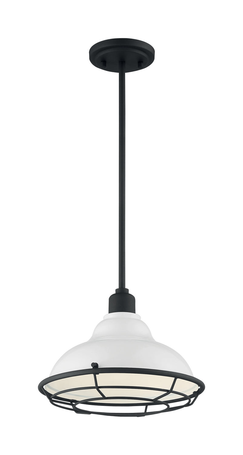 Nuvo Lighting - 60-7024 - One Light Pendant - Newbridge - Gloss White / Black Accents