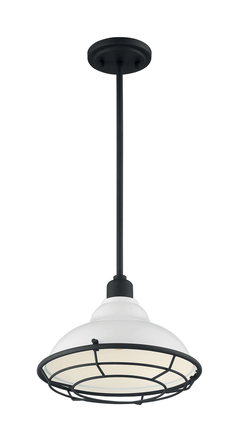 Nuvo Lighting - 60-7024 - One Light Pendant - Newbridge - Gloss White / Black Accents