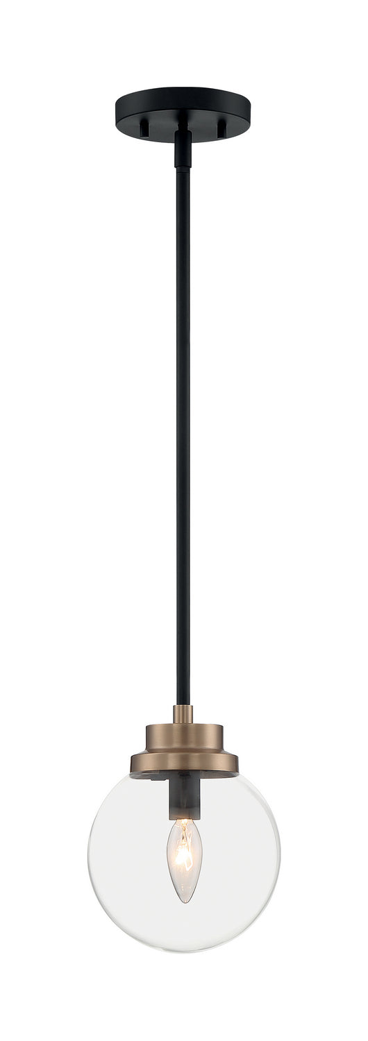 Nuvo Lighting - 60-7121 - One Light Pendant - Axis - Matte Black / Brass Accents