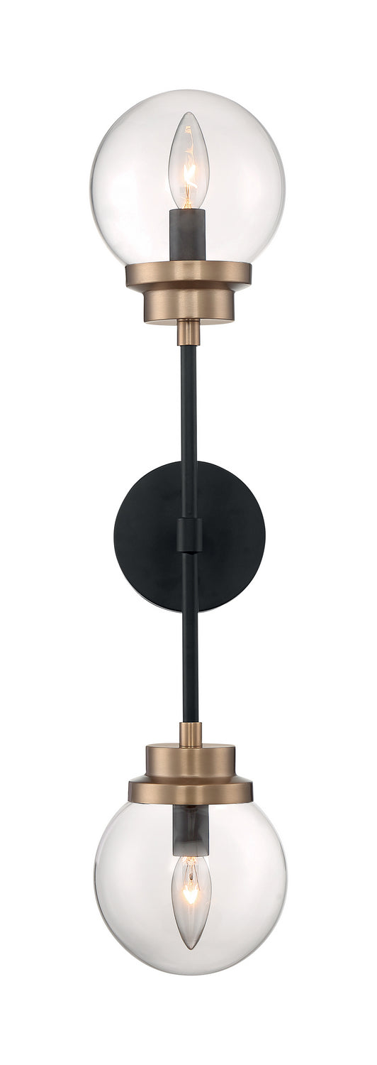 Nuvo Lighting - 60-7122 - Two Light Wall Sconce - Axis - Matte Black / Brass Accents