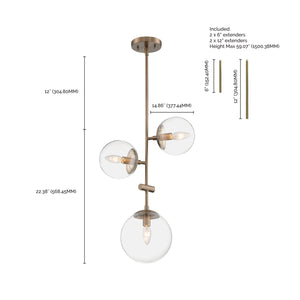 Nuvo Lighting - 60-7124 - Three Light Pendant - Sky - Burnished Brass