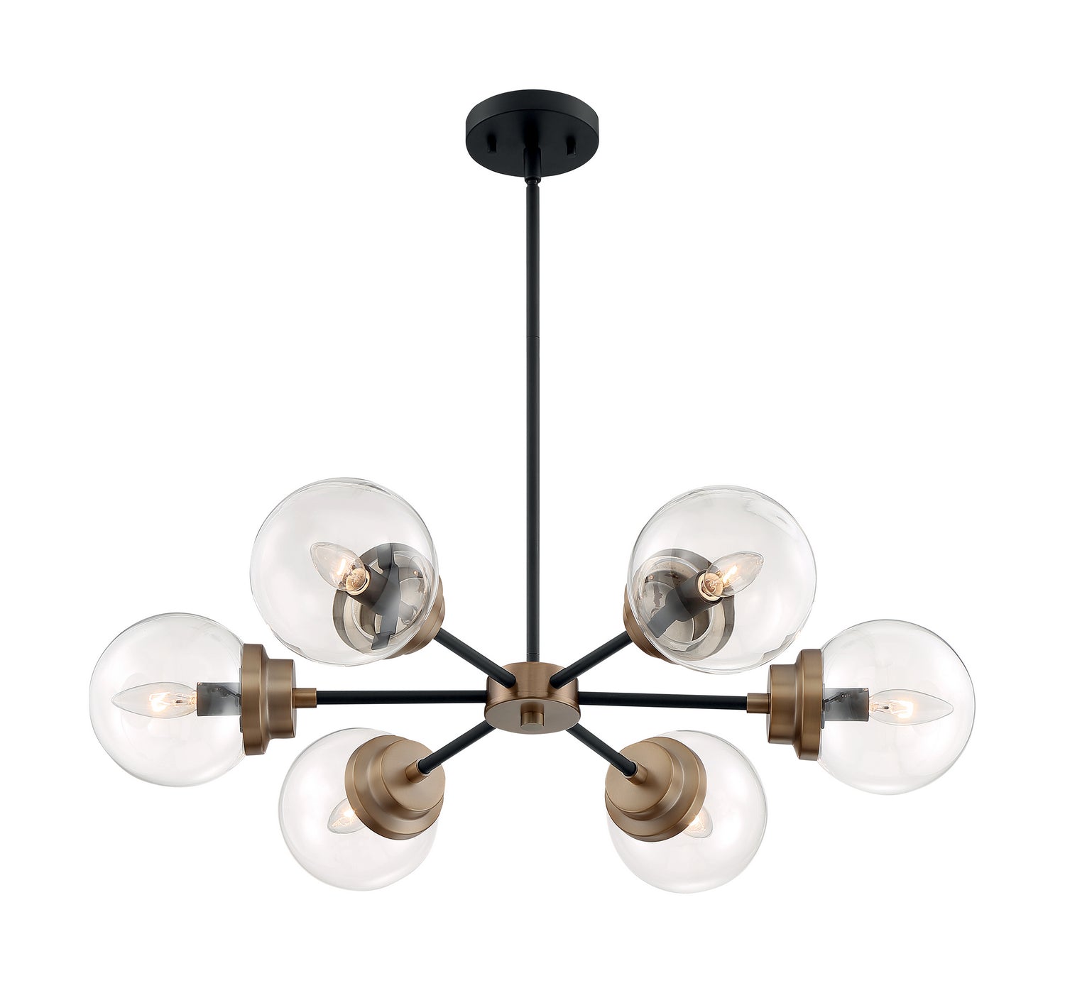 Nuvo Lighting - 60-7126 - Six Light Chandelier - Axis - Matte Black / Brass